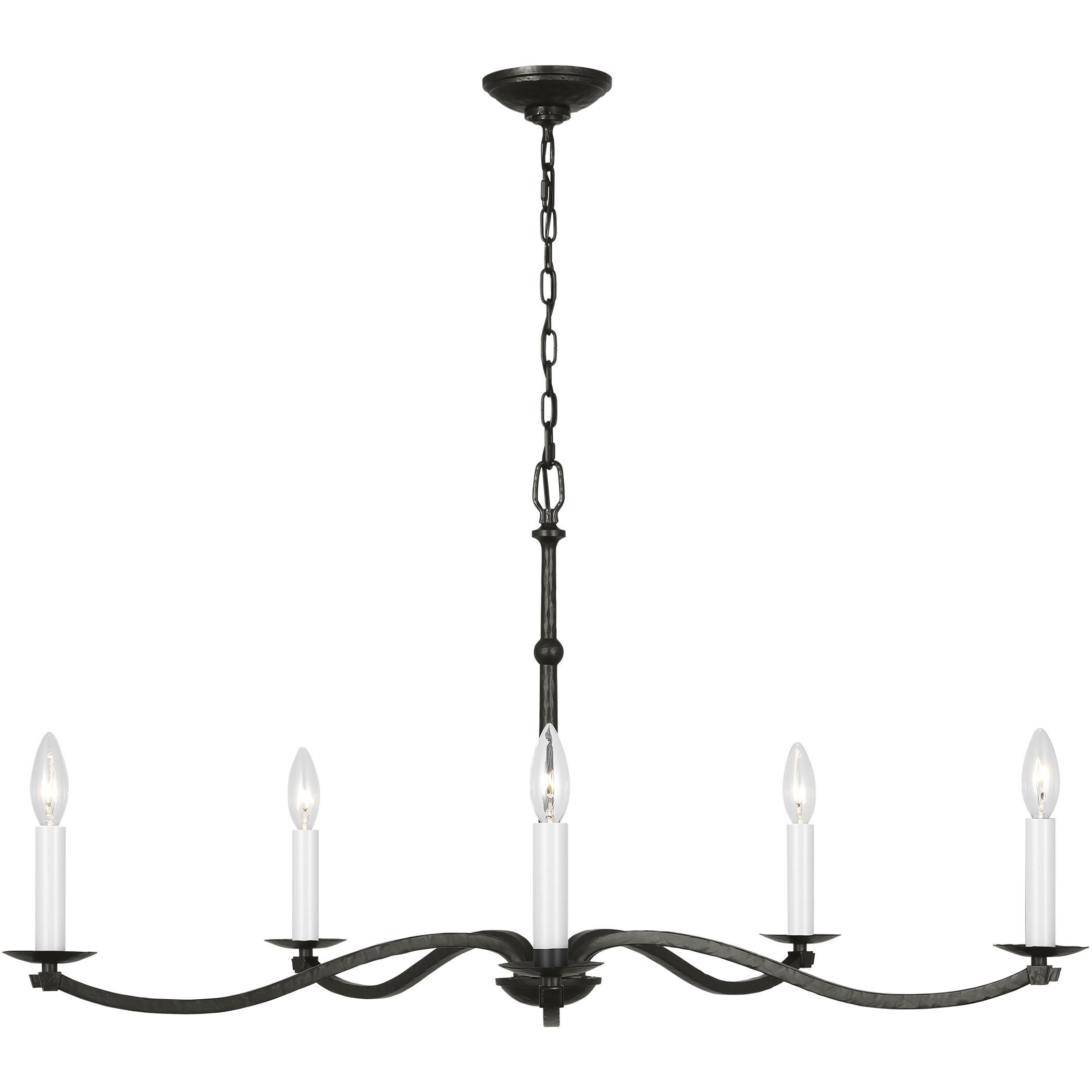 C&M by Chapman & Myers Wellen 5 Light 36 inch Aged Iron Chandelier Ceiling Light