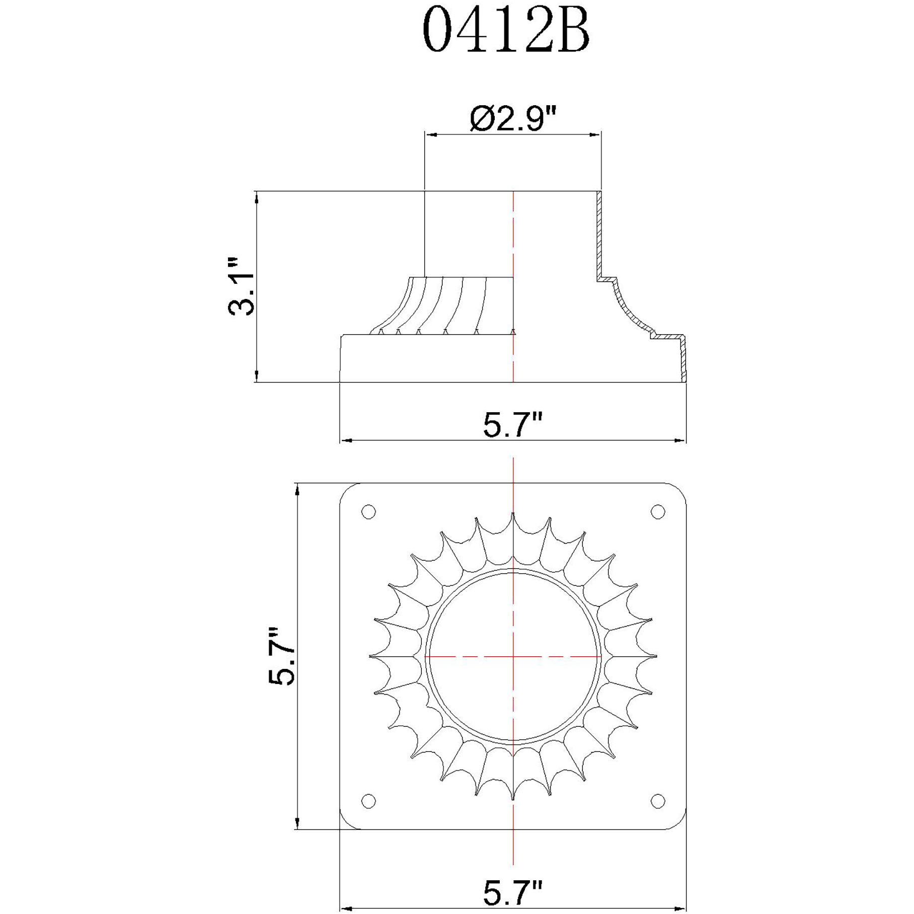 Granville 5.7 inch Black Pier Mount Base