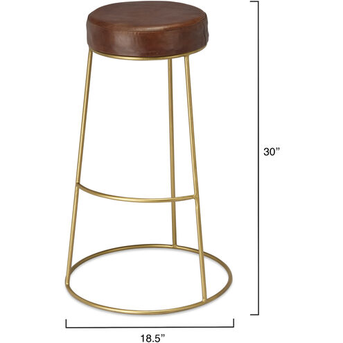 Henry 30 inch Matte Brown and Brass Bar Stool