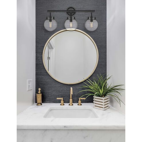 Auralume Span LED 24.88 inch Matte Black and Clear Bath Vanity Light Wall Light
