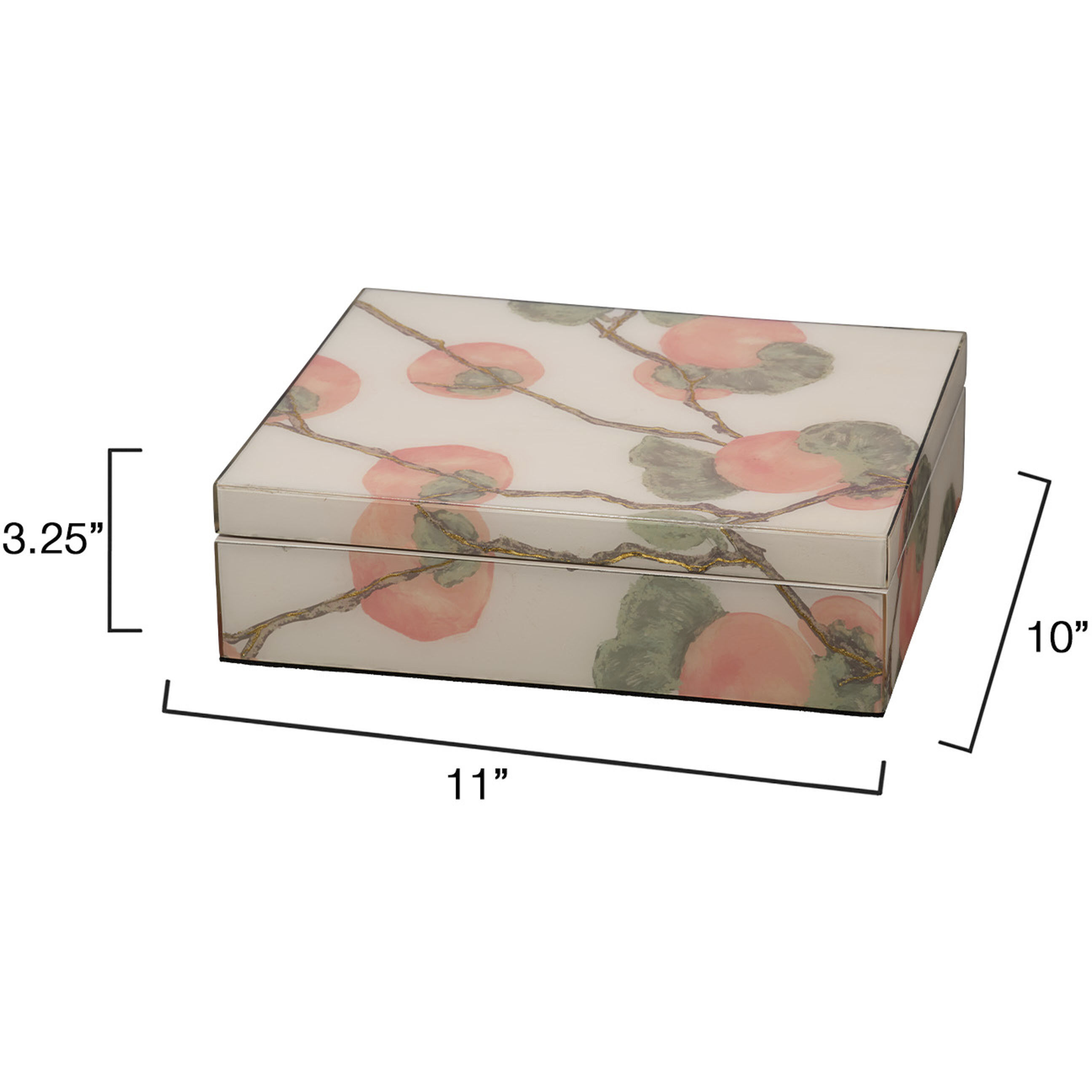 Persimmon 11 inch Cream and Coral and Green Box, Inline