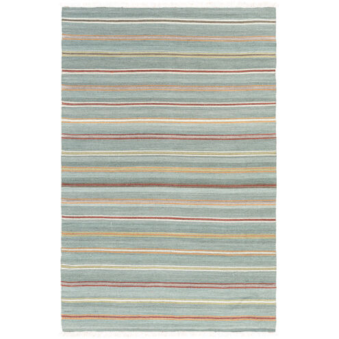 Miguel 90 X 60 inch Blue and Orange Area Rug, Wool and Cotton