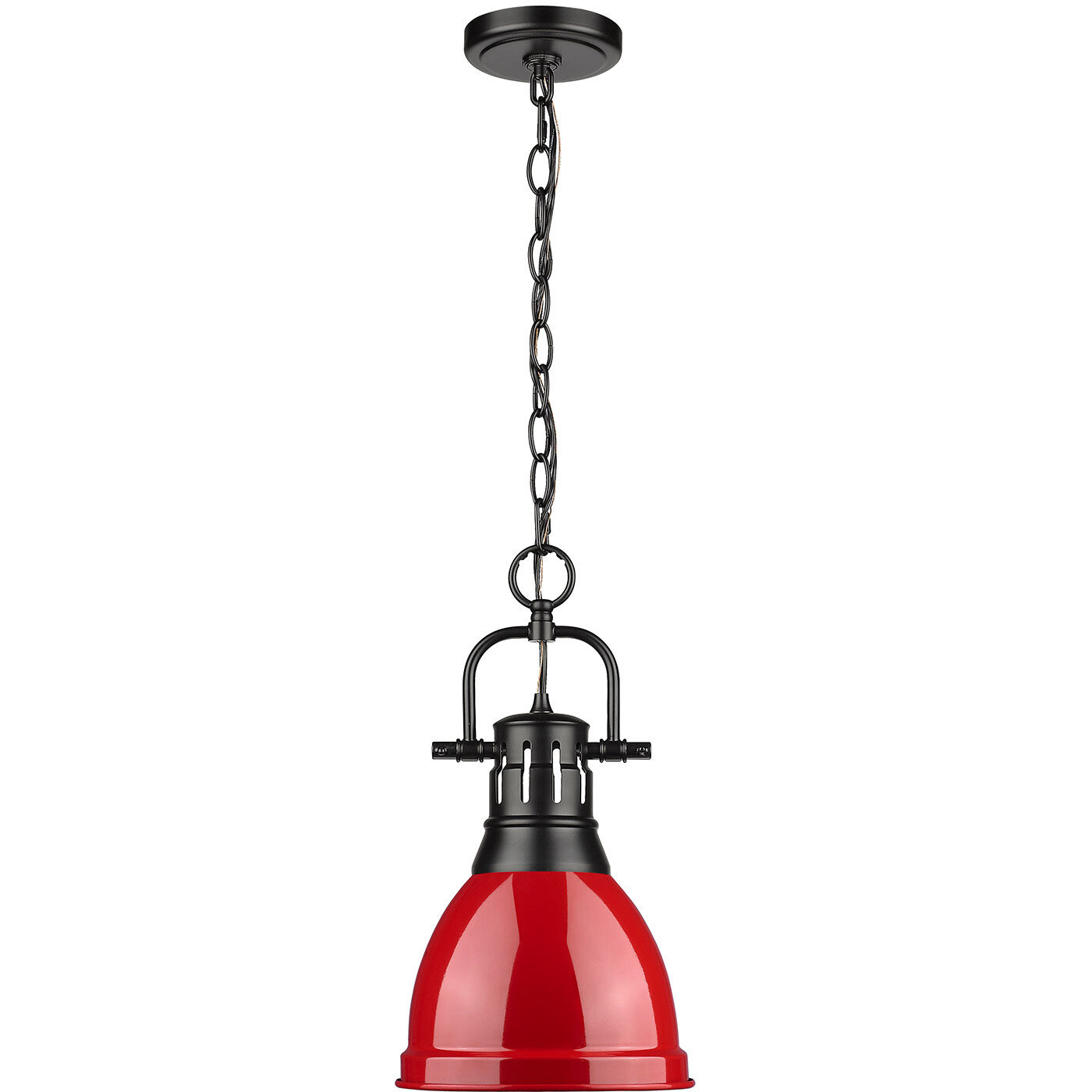 Yep Duncan Pendant Ceiling Light in Matte Black, Red, Small