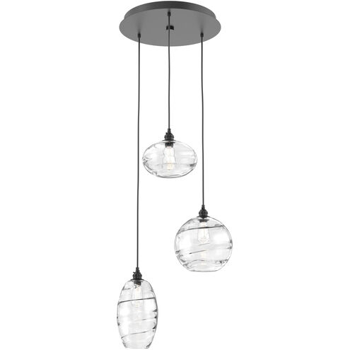 Misto 3 Light 21 inch Matte Black Chandelier Ceiling Light in Misto Clear, Round Multi-Port