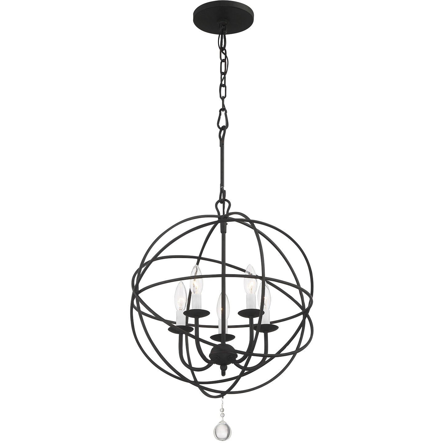 Solaris 5 Light 17 inch Black Mini Chandelier Ceiling Light