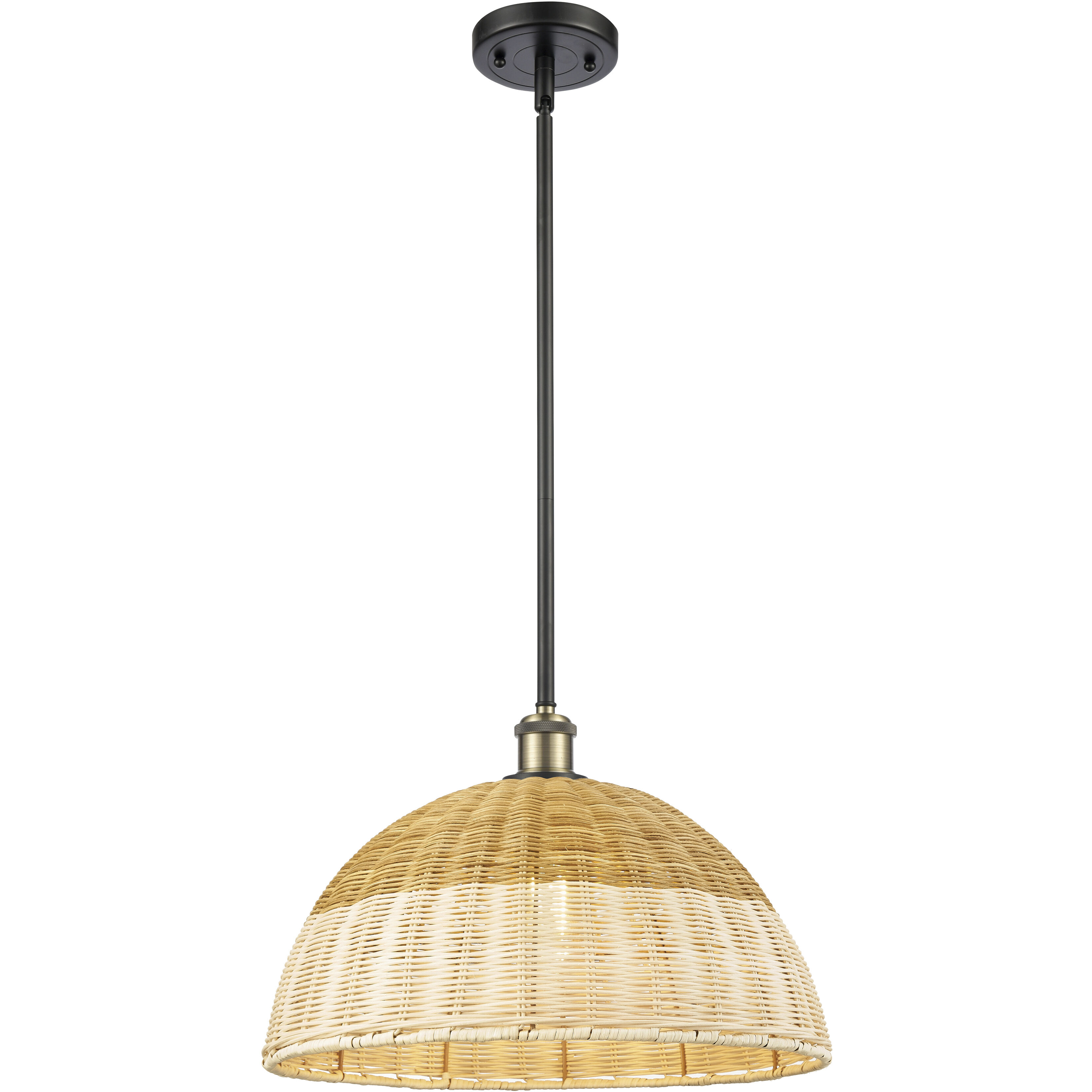 Ballston Bristol Natural II 1 Light 15.75 inch Black Antique Brass Mini Pendant Ceiling Light