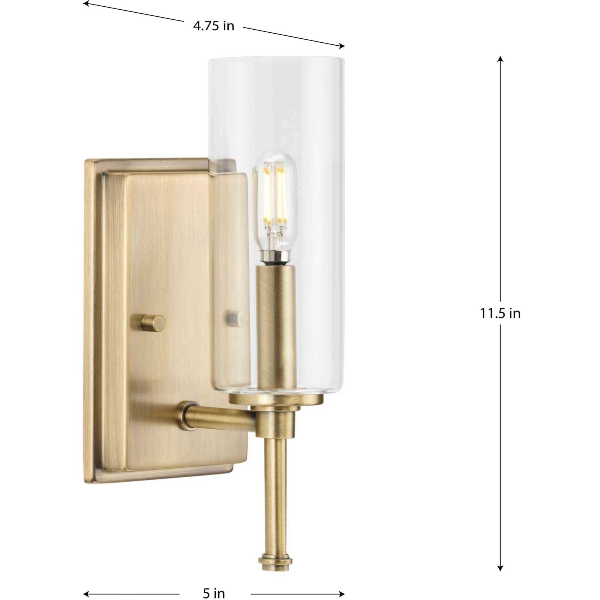 Elara 1 Light 5 inch Vintage Brass Bath Vanity Wall Light