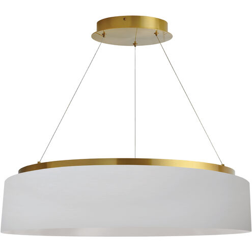 Circulo LED 26 inch Aged Brass Chandelier Ceiling Light in White
