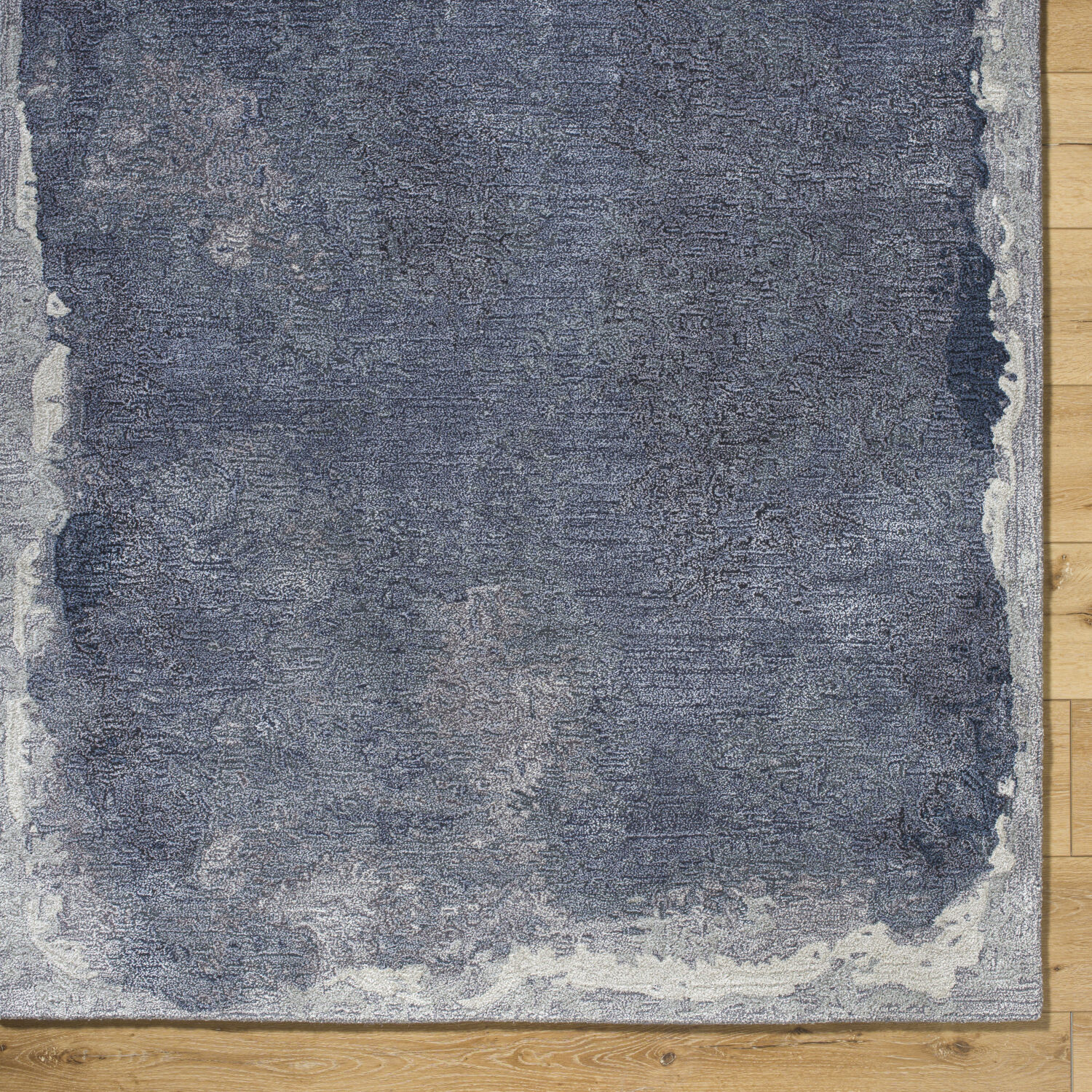 Kavita 90 X 60 inch Grey / Medium Grey / Dark Grey / Steel Grey / Nickel / Slate Blue / Metallic - Silver / Slate Handmade Rug in 5 x 8