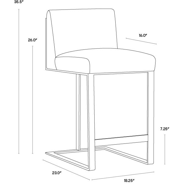 Dean 35.5 inch Stainless Steel / Cantina Magnetite Counter Stool
