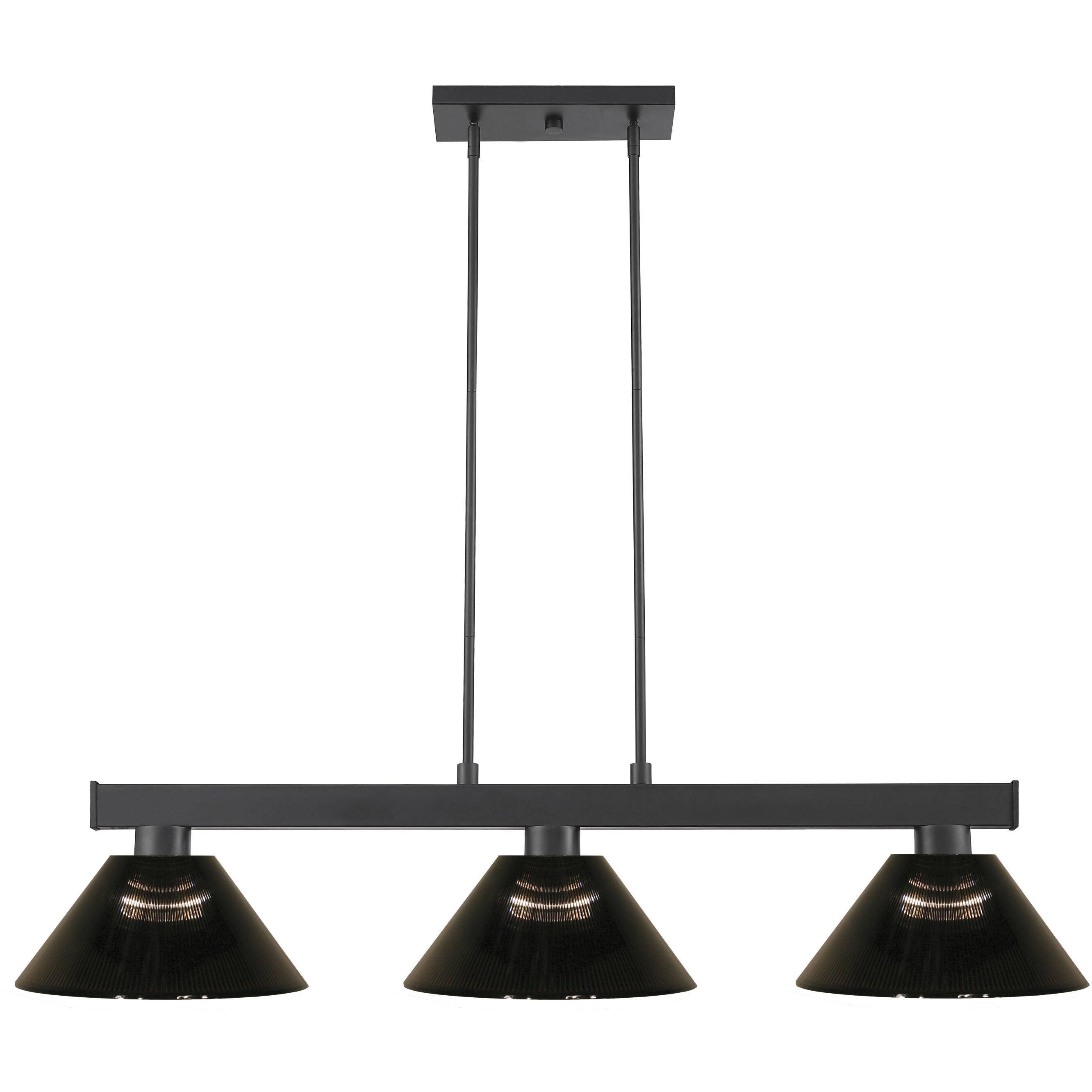 Cobalt 3 Light 46 inch Matte Black Billiard Ceiling Light in Smoke Acrylic