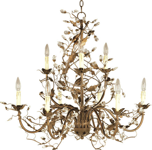 Elegante 9 Light 29 inch Etruscan Gold Multi-Tier Chandelier Ceiling Light