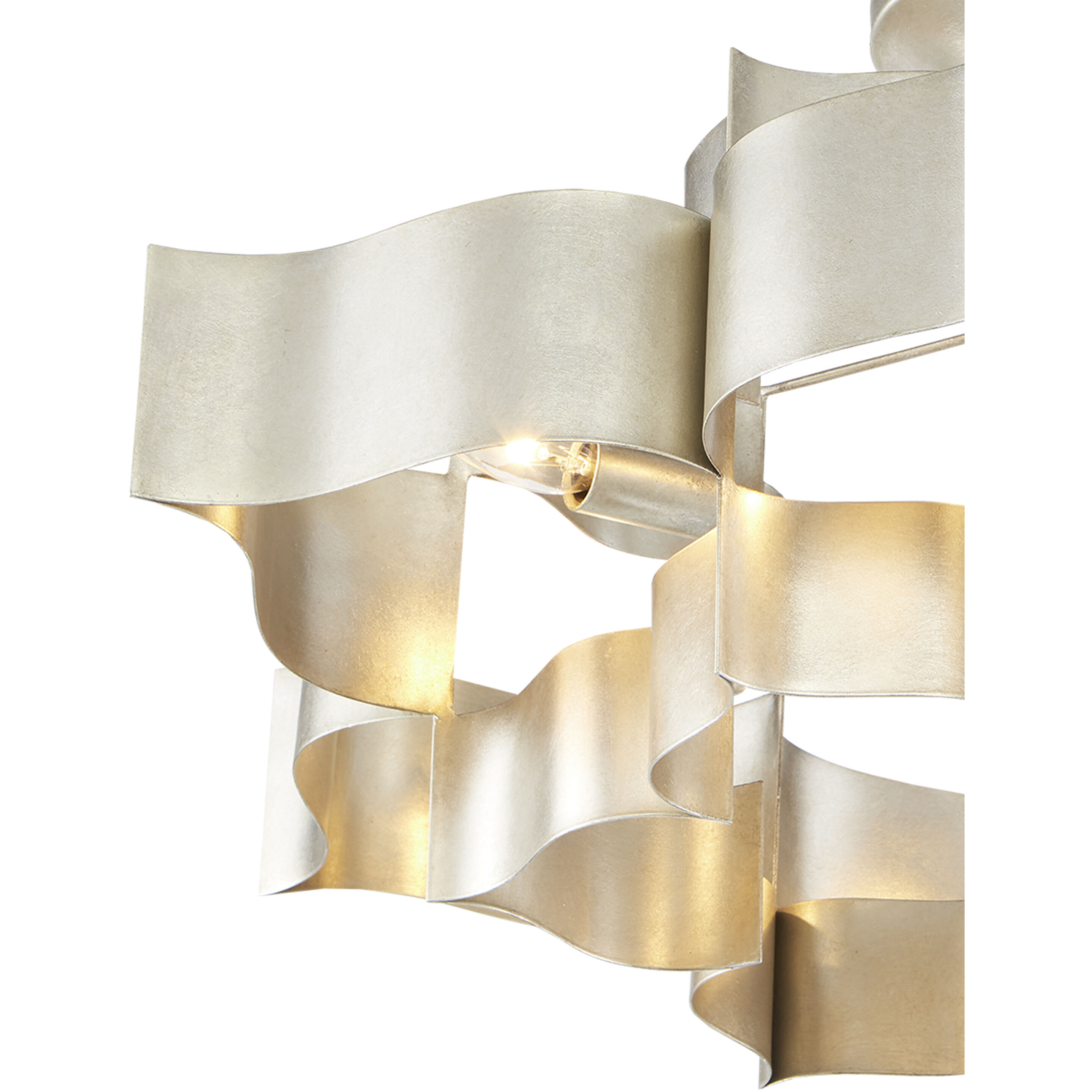 Grand Lotus 6 Light 30 inch Contemporary Silver Leaf Chandelier Ceiling Light, Large, Semi-Flush Convertible