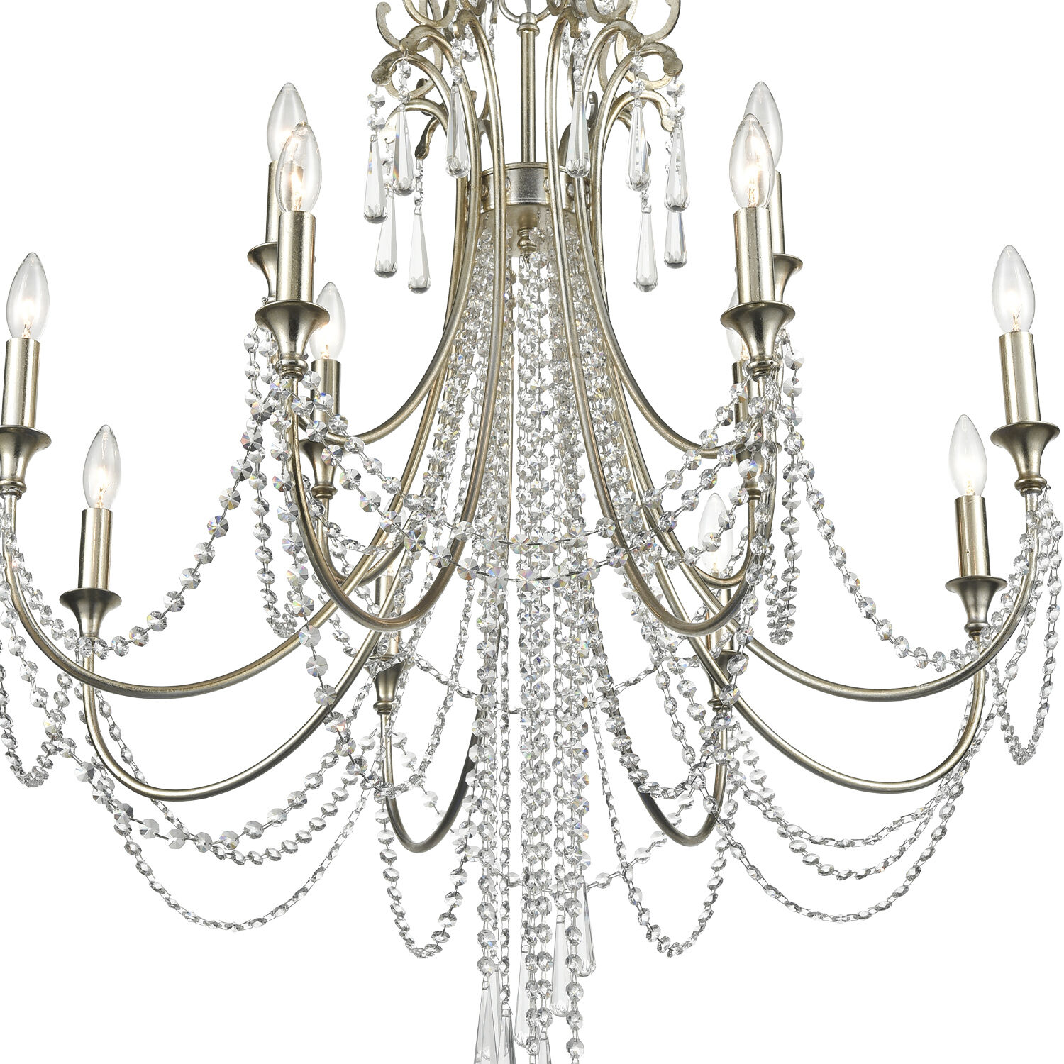 Arcadia 12 Light 32.5 inch Antique Silver Chandelier Ceiling Light