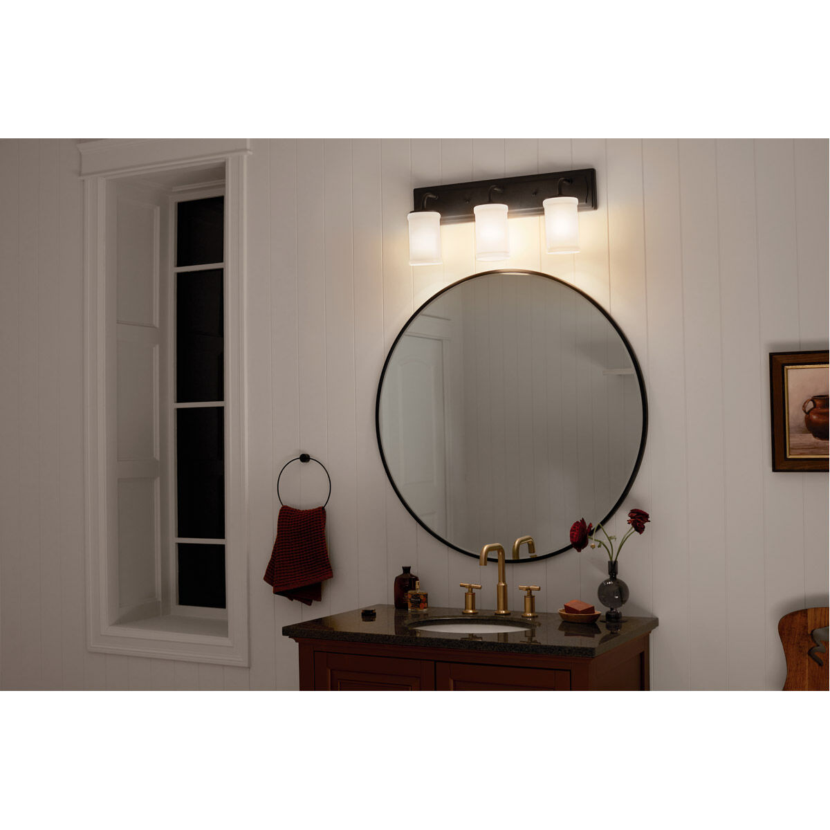 Homestead Vetivene 3 Light 24 inch Textured Black Vanity Light Wall Light, Vetivene