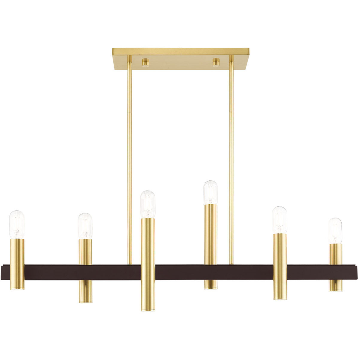 Helsinki 6 Light 8.25 inch Satin Brass with Bronze Accents Chandelier Ceiling Light