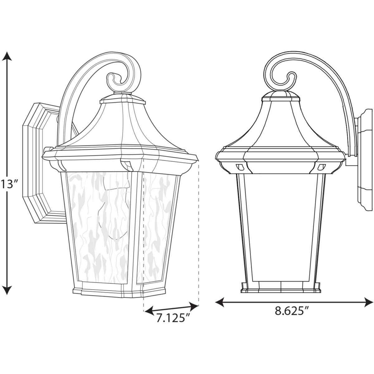 Marquette 1 Light 13 inch Textured Black Outdoor Wall Lantern, with DURASHIELD, Small