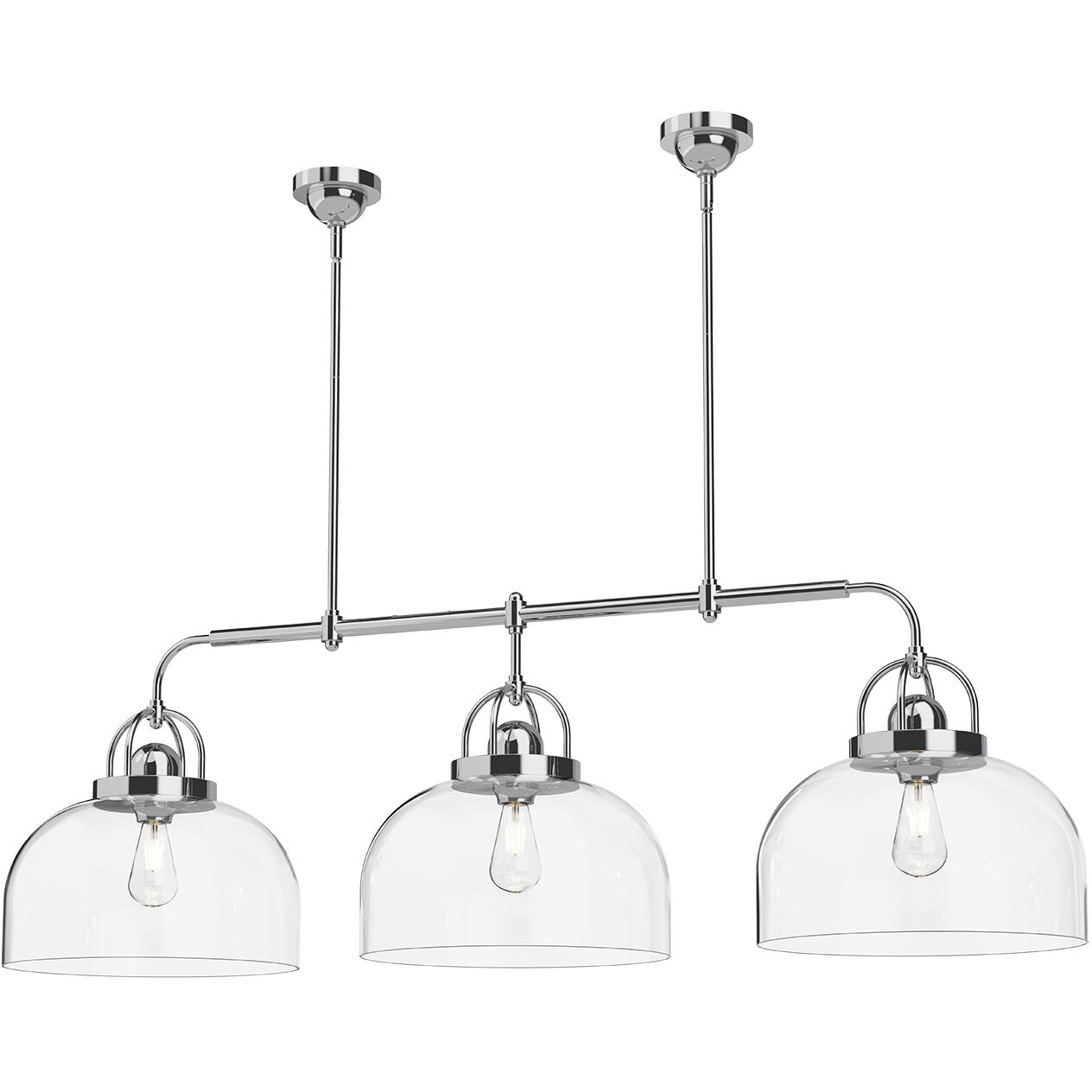 Alora Mood Lancaster 3 Light 55 inch Chrome Linear Pendant Ceiling Light