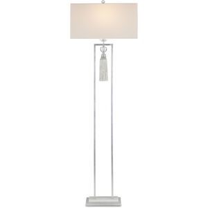 Vitale 69.5 inch 150.00 watt Silver Leaf and White Marble with Crystal Floor Lamp Portable Light