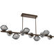 Mesa LED Flat Bronze Linear Multi-Pendant Ceiling Light in 3000K LED, Smoke, Twisted Branch
