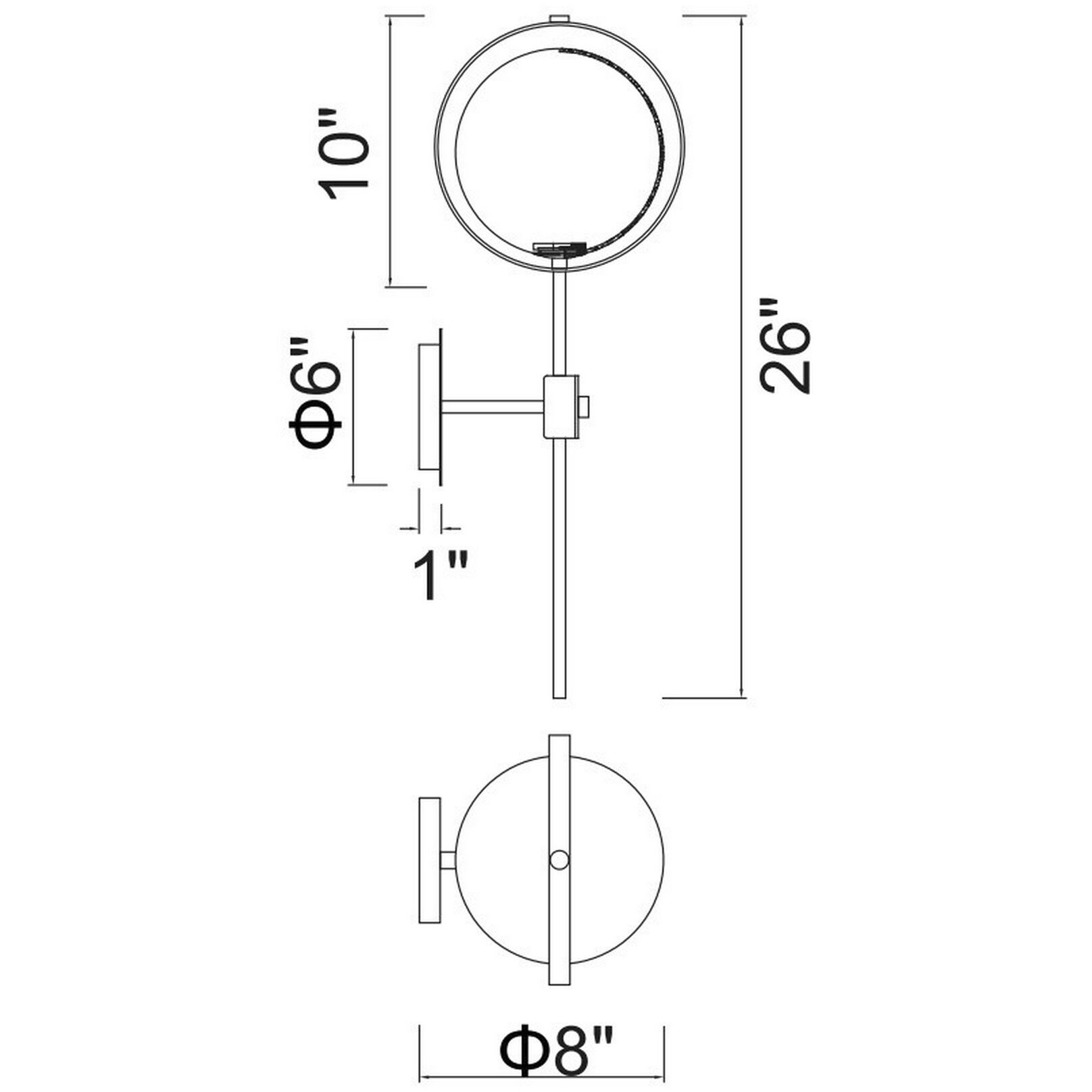 Da Vinci LED 10 inch Brass Wall Light