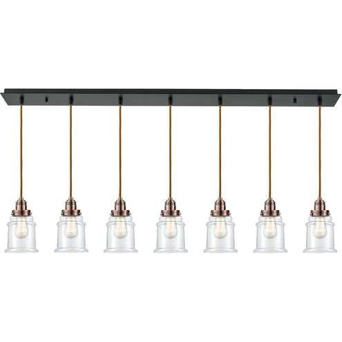 Winchester Canton 7 Light 48 inch Matte Black Linear Pendant Ceiling Light, Winchester