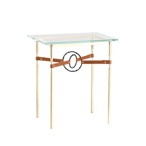 Equus 25.1 X 22 inch Modern Brass and Black Side Table in Leather Chestnut, Modern Brass/Black