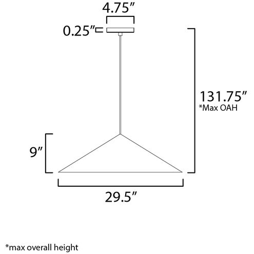 Pitch LED 29.5 inch Black Single Pendant Ceiling Light