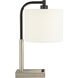 Elton 18 inch 100.00 watt Brushed Nickel and Brushed Steel Table Lamp Portable Light, with 2 x USB Ports