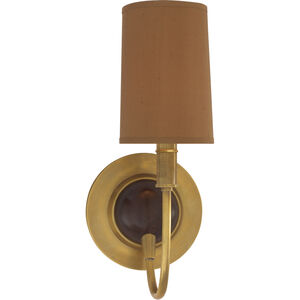 Thomas O'Brien Elkins 1 Light 5.5 inch Antique Brass with Chocolate Sconce Wall Light in Fawn Silk, Hand-Rubbed Antique Brass and Chocolate Wood