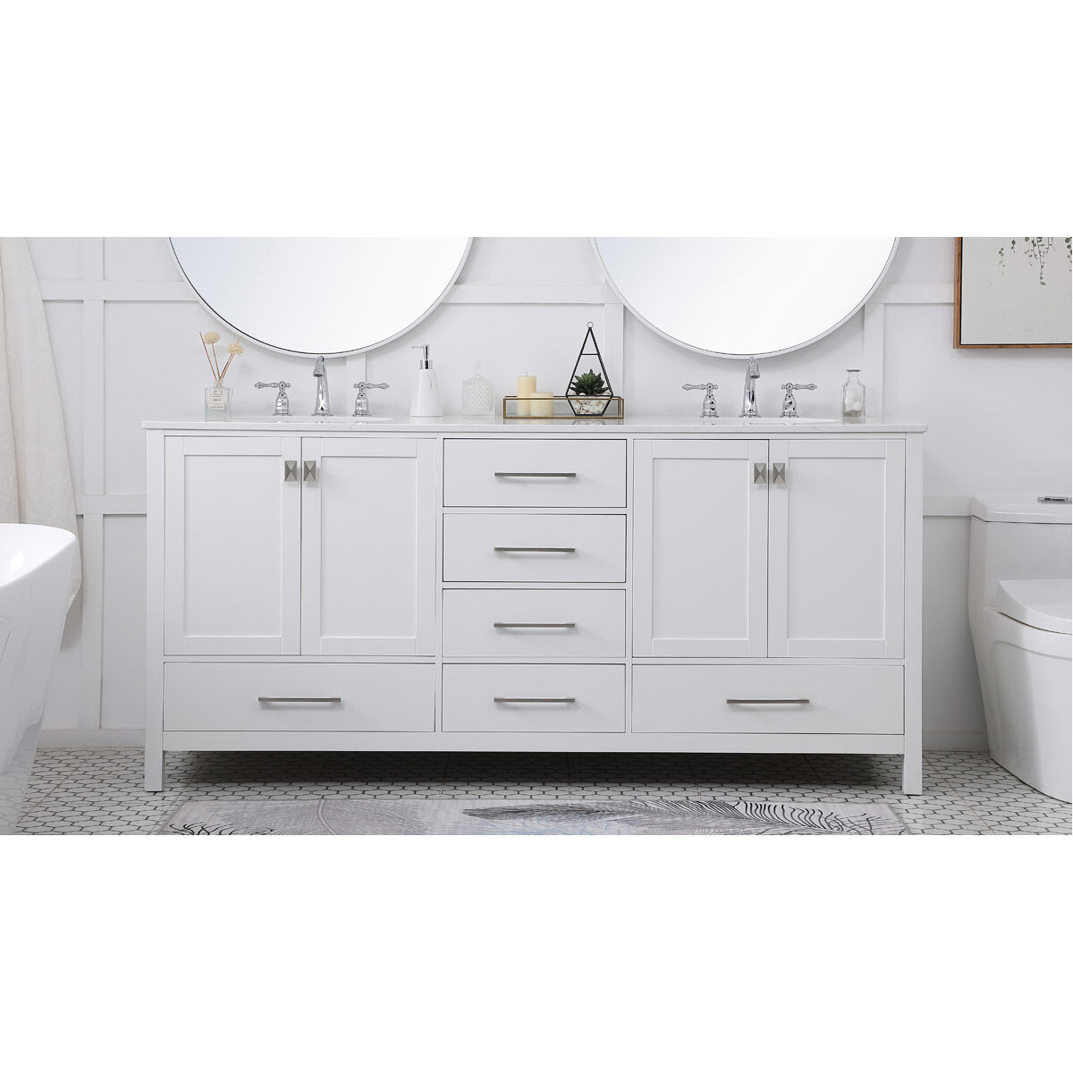 Irene 72 X 22 X 34 inch White Vanity Sink Set