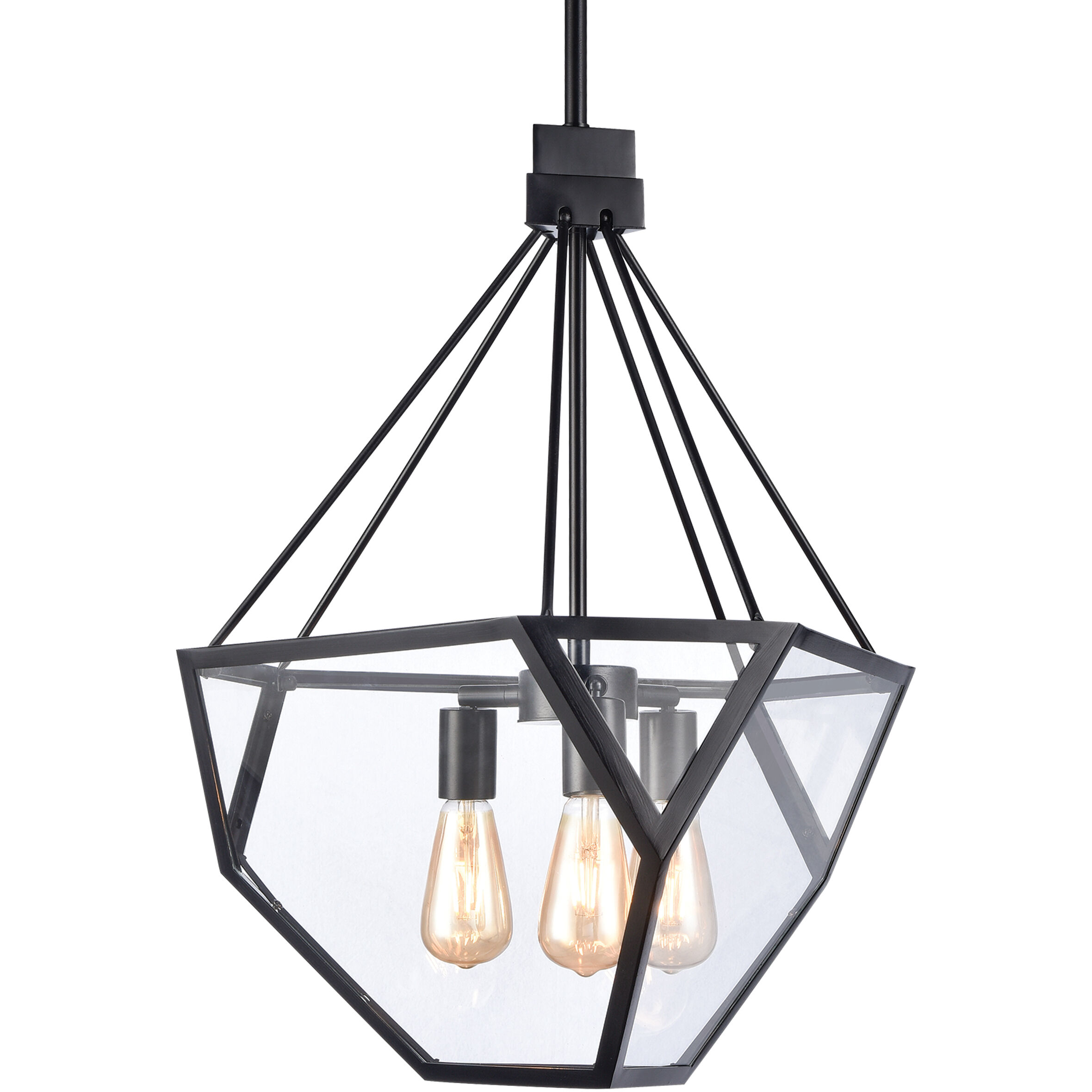 Moonbow 3 Light 18 inch Satin Brushed Black Chandelier Ceiling Light