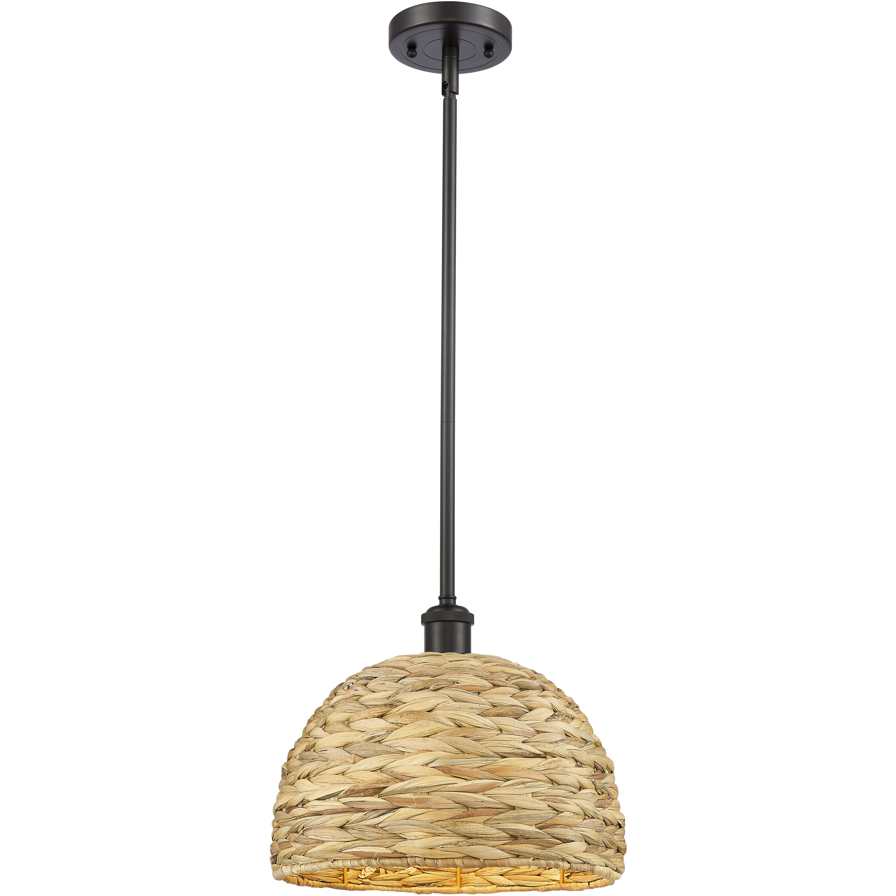 Woven Rattan 1 Light 12 inch Oil Rubbed Bronze Pendant Ceiling Light in Oil Rubbed Bronze and Natural