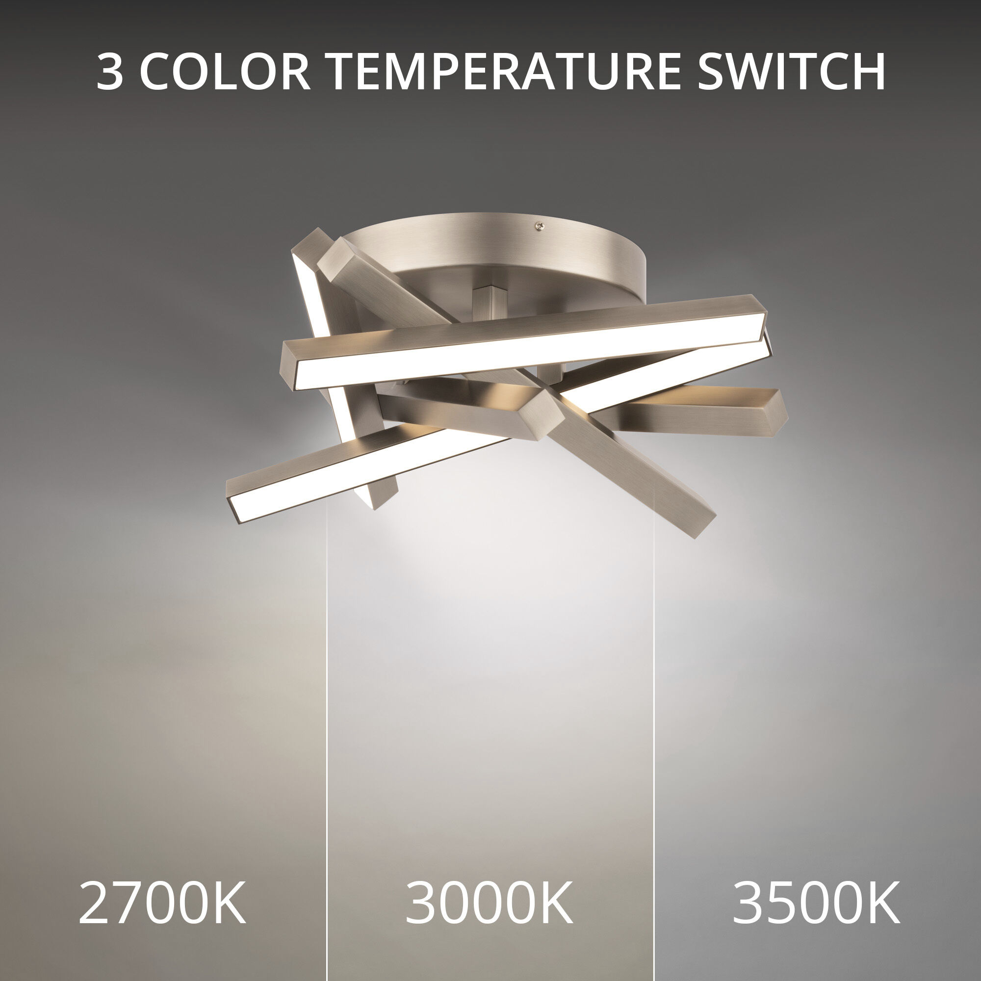 Parallax LED 15 inch Brushed Nickel Semi-Flush Mount Ceiling Light in 3500K, dweLED