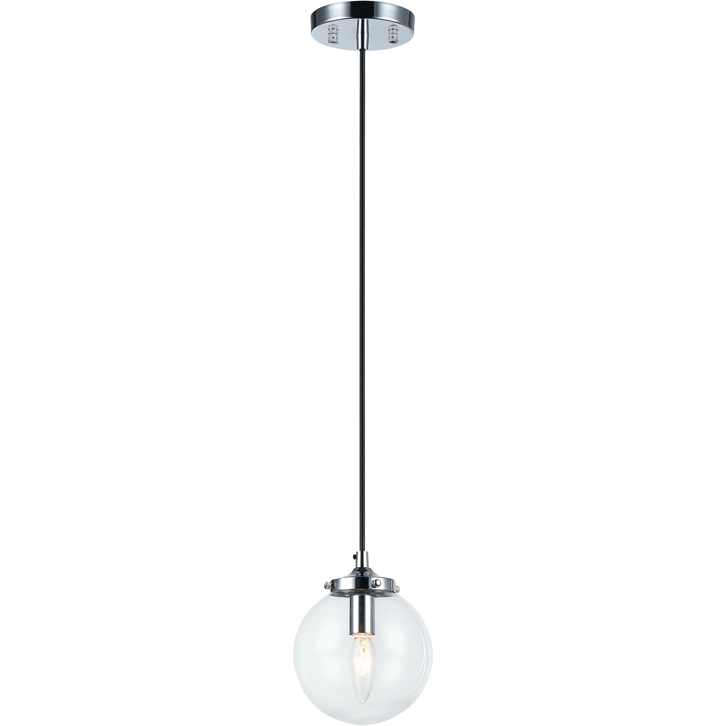 The Bougie 1 Light 5.88 inch Chrome Pendant Ceiling Light in Chrome and Clear