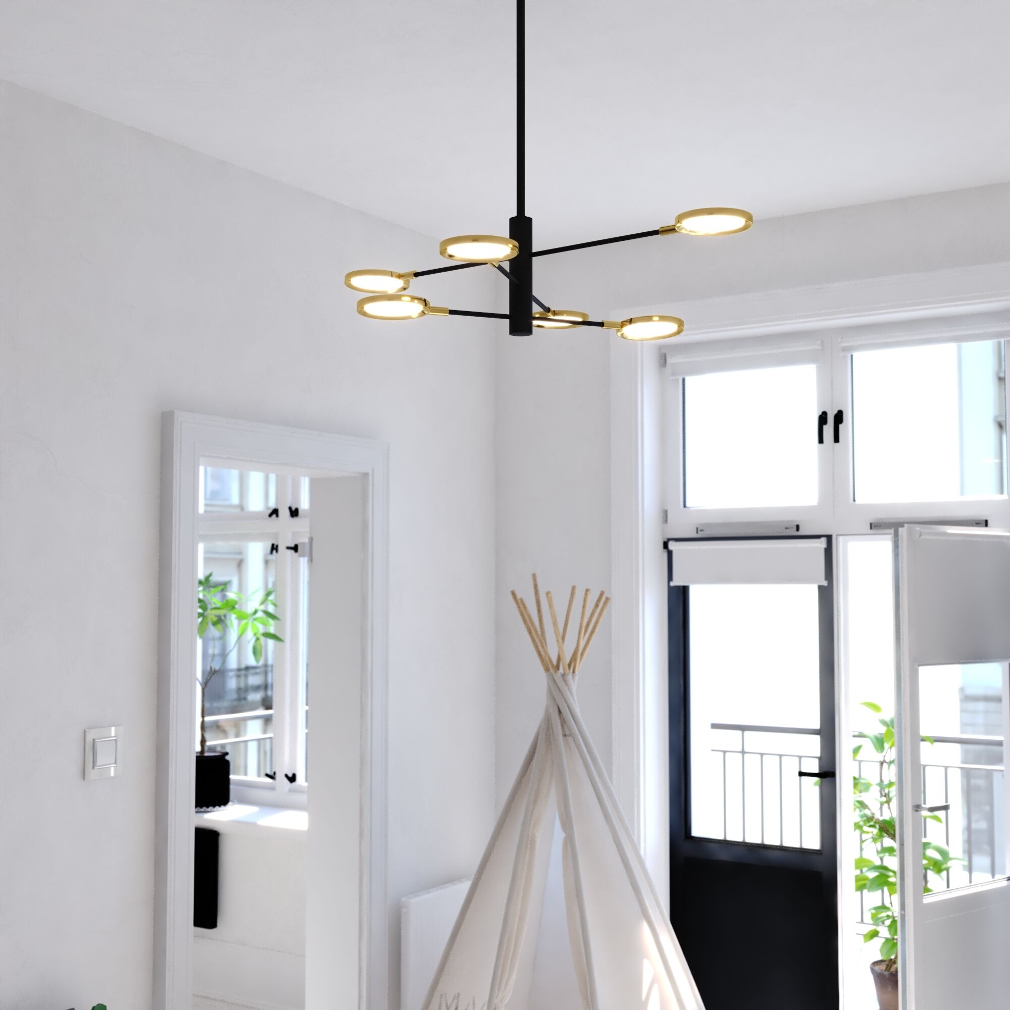 Cullerto LED 34.75 inch Matte Black and Antique Gold Pendant Ceiling Light