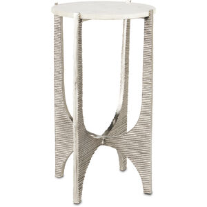 Micha 13.25 inch Antique Nickel and White Accent Table