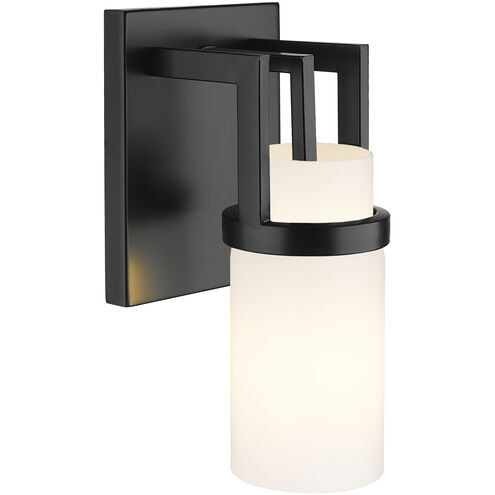 Utopia 1 Light 6 inch Matte Black Sconce Wall Light in Matte White Glass