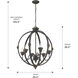 Jules 6 Light 25.5 inch Antique Black Iron Chandelier Ceiling Light