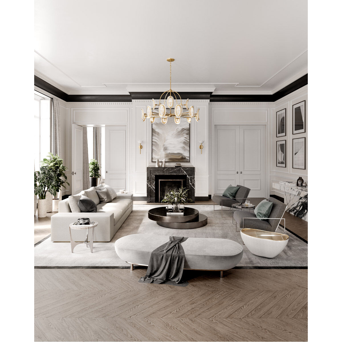 Danes 18 Light 50 inch Vintage Gold Leaf Chandelier Ceiling Light