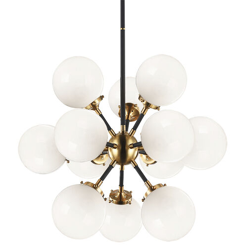Soleil 12 Light 25 inch Aged Gold Brass Chandelier Ceiling Light in Aged Gold Brass and Opal Glass