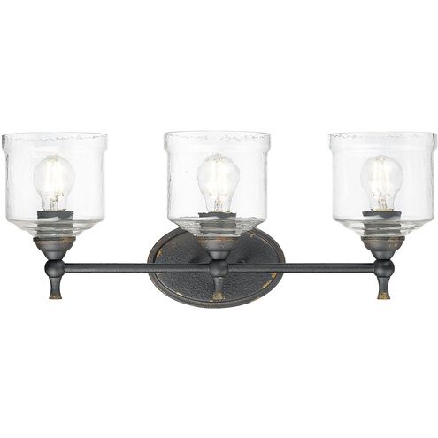 Keating 3 Light 23.88 inch Antique Black Iron Vanity Light Wall Light