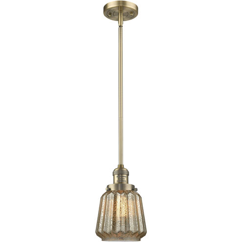 Franklin Restoration Chatham LED 6 inch Brushed Brass Mini Pendant Ceiling Light in Mercury, Franklin Restoration