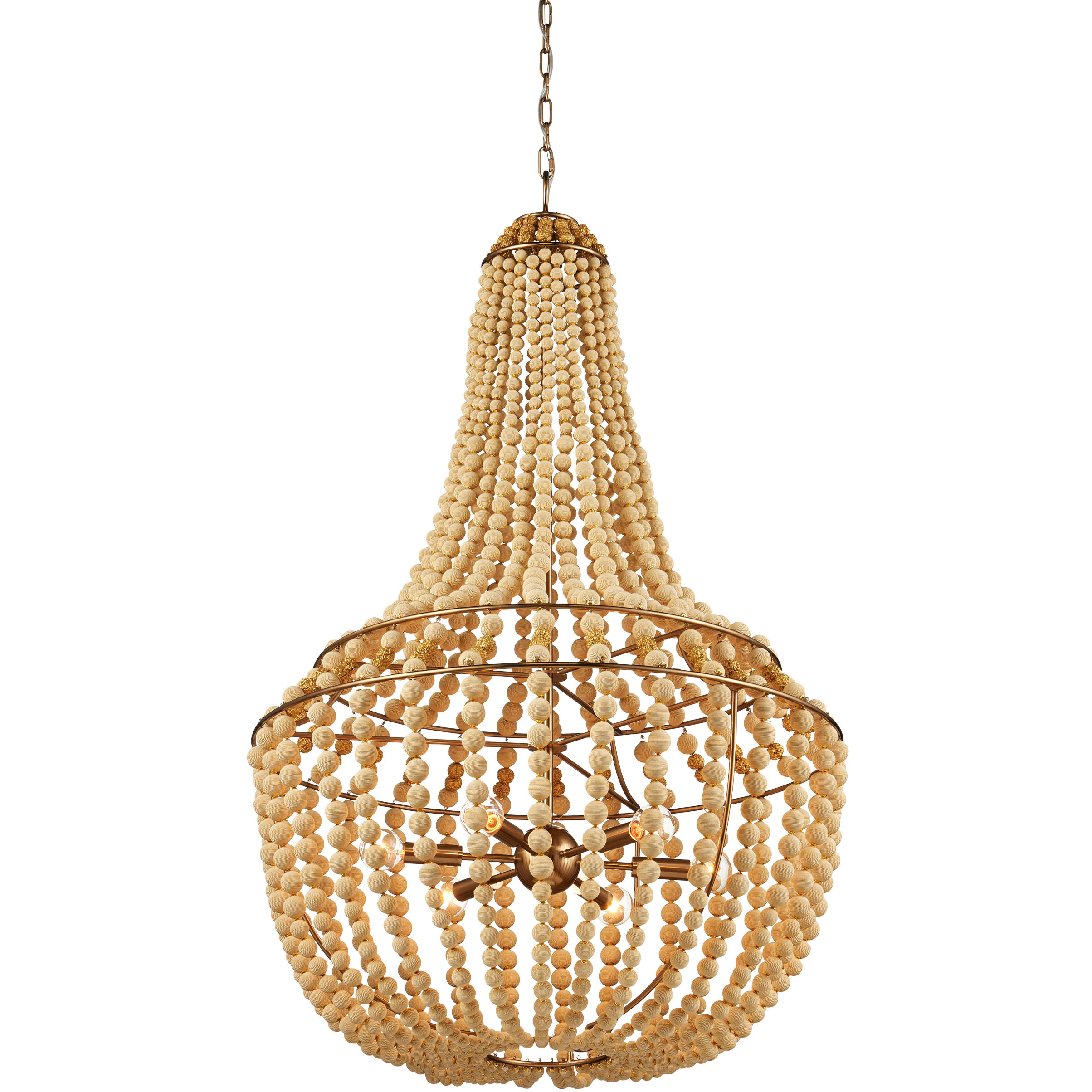 Penelope 6 Light 27 inch Beige/Antique Brass Chandelier Ceiling Light