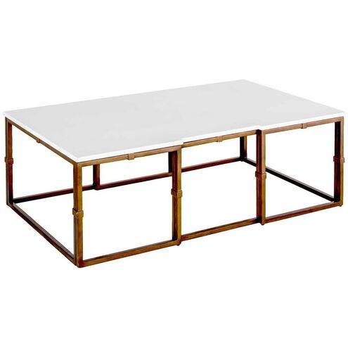 Stevens 52 X 32 inch Antique Textured Gold / White Seagrass / Clear Resin Coffee Table
