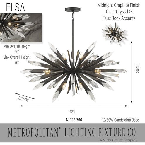 Elsa 12 Light 41.88 inch Midnight Graphite Pendant Ceiling Light