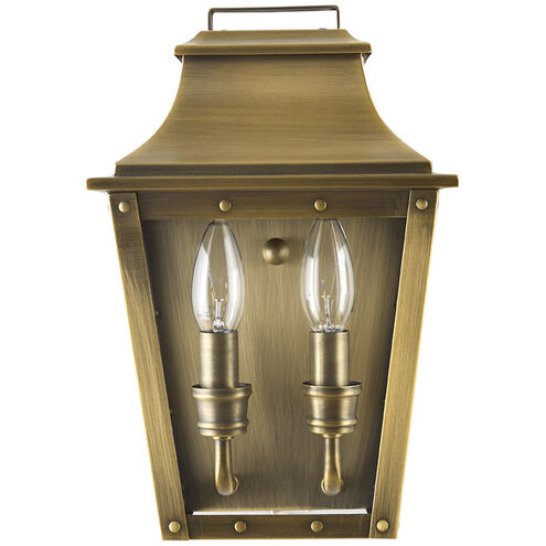 Coventry 2 Light 12 inch Aged Brass Exterior Pocket Wall Mount