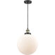 Franklin Restoration Beacon LED 12 inch Black Antique Brass Mini Pendant Ceiling Light in Matte White, Franklin Restoration
