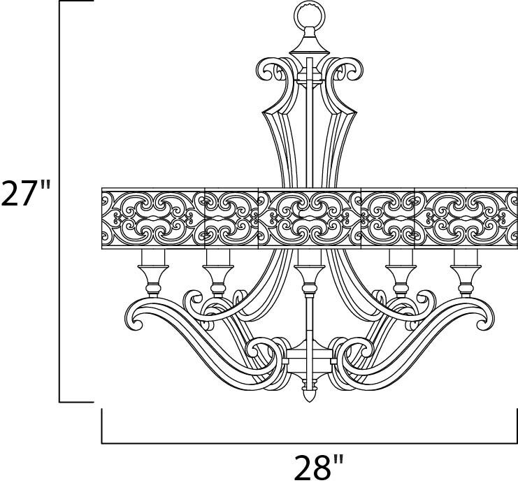 Mondrian 5 Light 28 inch Umber Bronze Single Tier Chandelier Ceiling Light