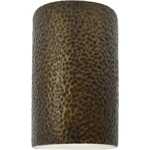 Ambiance Cylinder LED 7.75 inch Hammered Polished Brass Wall Sconce Wall Light, Large